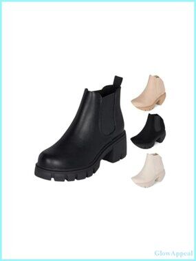 Womens Platform Ankle Boots Chunky Block Heel Chelsea Booties Lug Sole Combat